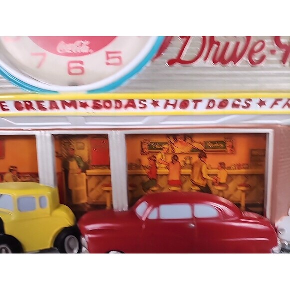 Vintage Coca-Cola Family Drive-In Diner Clock Made In USA 1988 Burwood 21" Sign - Picture 6 of 14